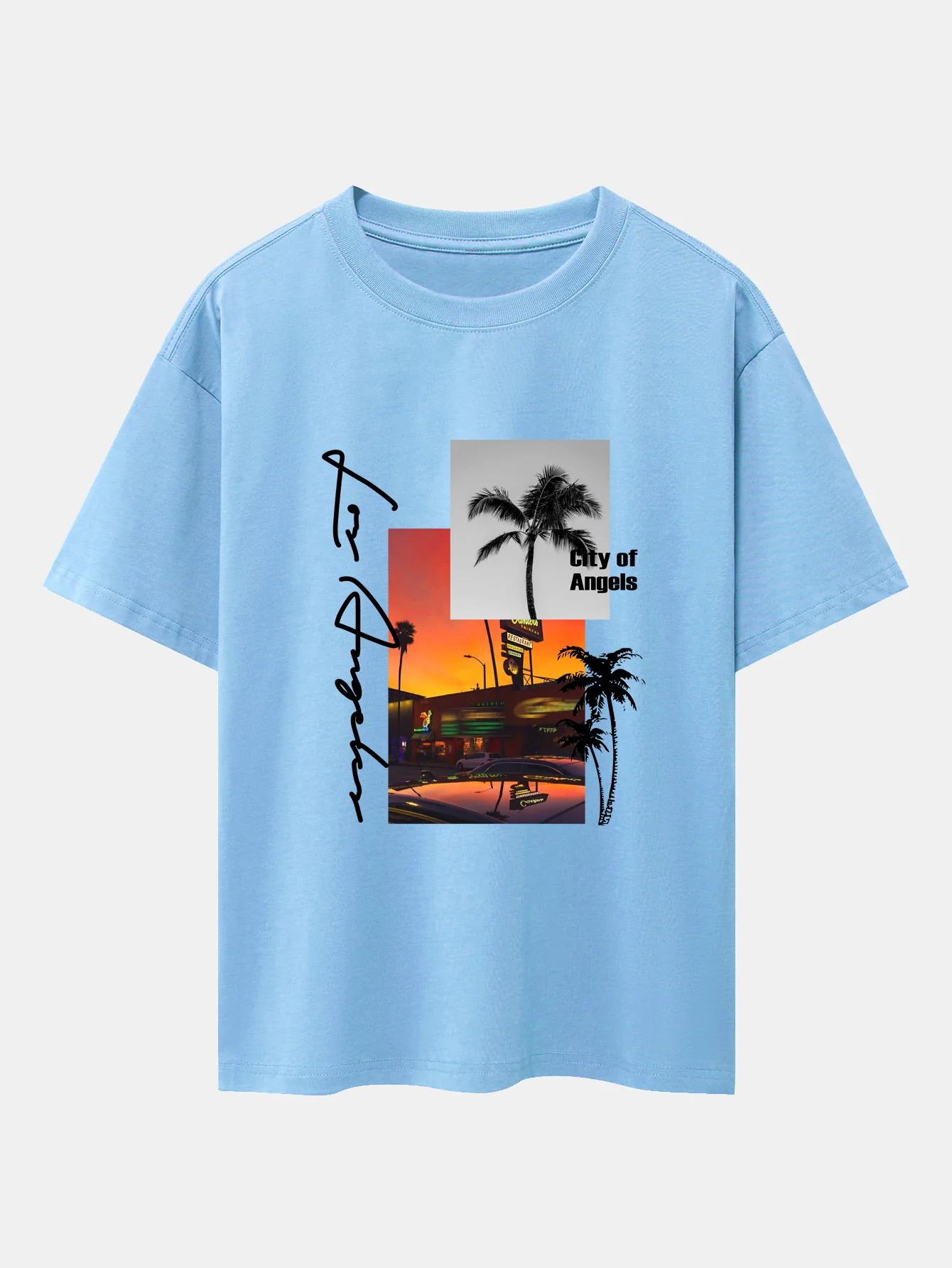 Los Angeles Landschaftsprint Drop Shoulder Oversize T-Shirt - Image 14