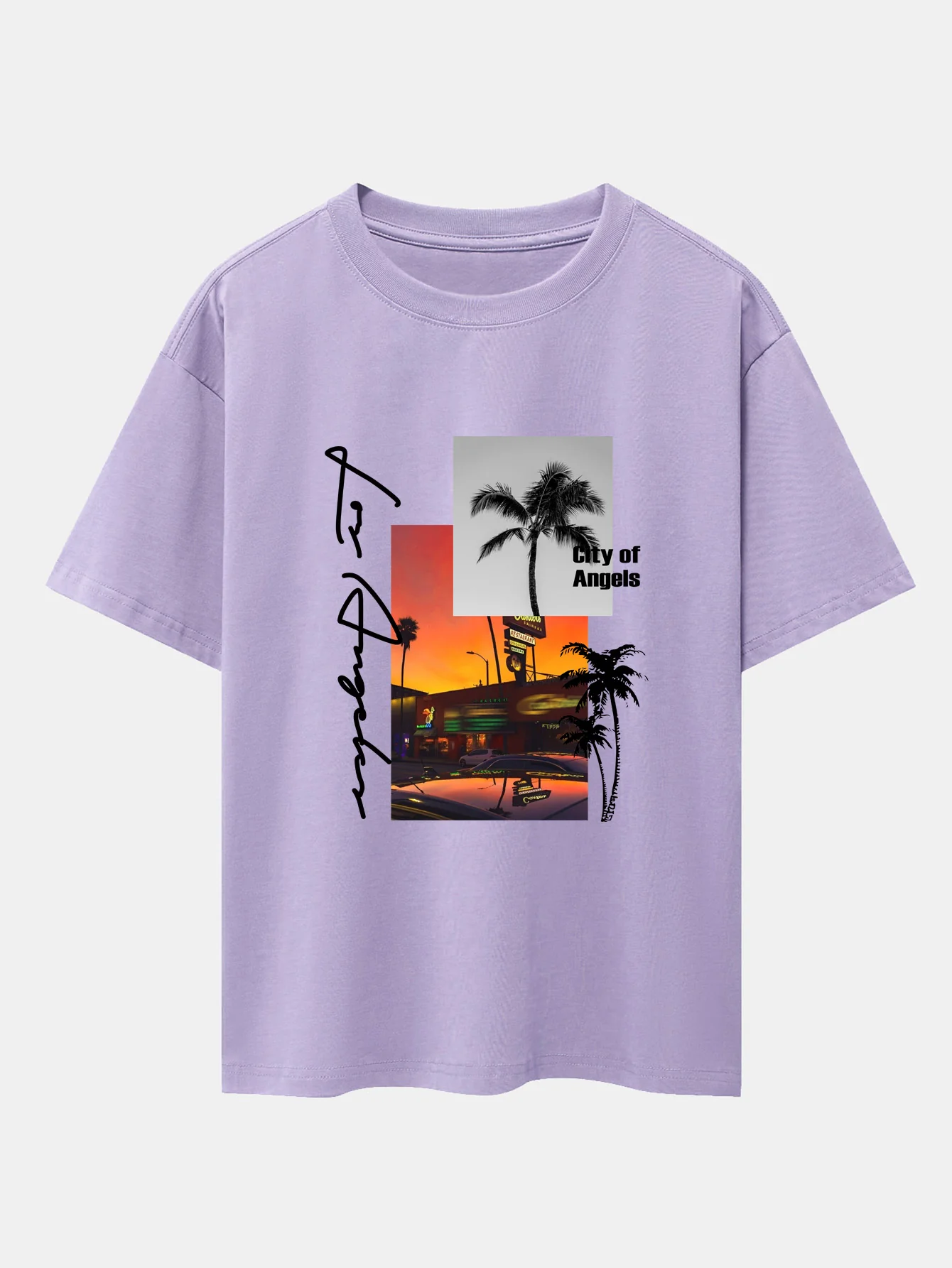 Los Angeles Landschaftsprint Drop Shoulder Oversize T-Shirt - Image 15