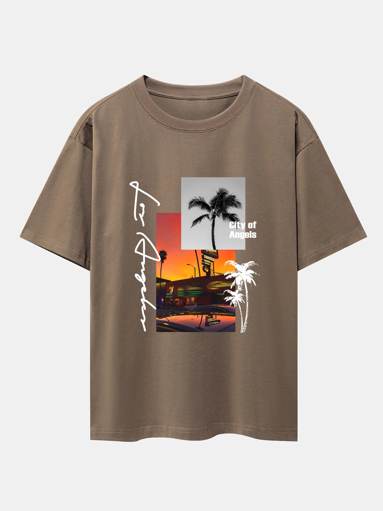 Los Angeles Landschaftsprint Drop Shoulder Oversize T-Shirt - Image 3