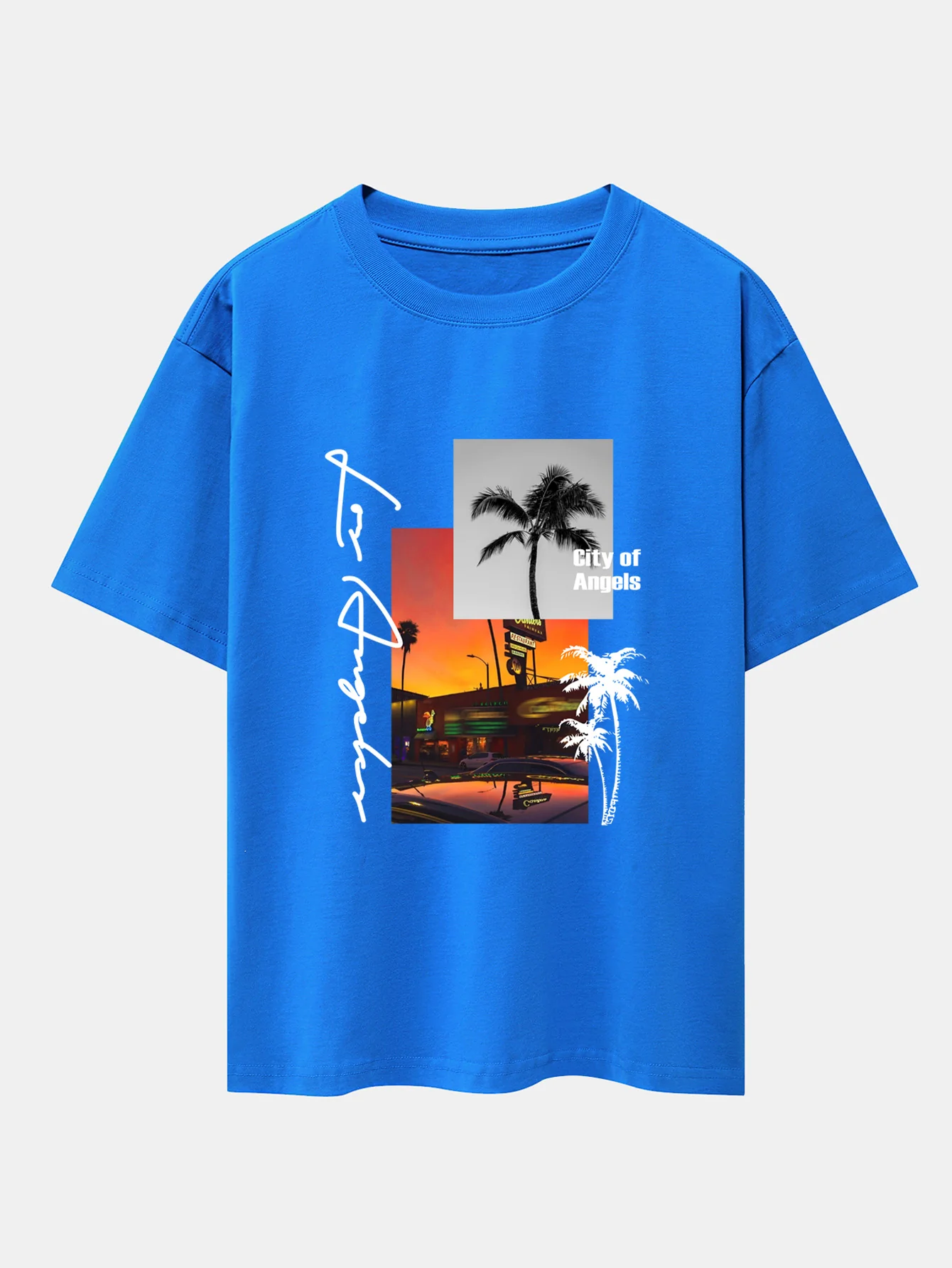 Los Angeles Landschaftsprint Drop Shoulder Oversize T-Shirt - Image 5