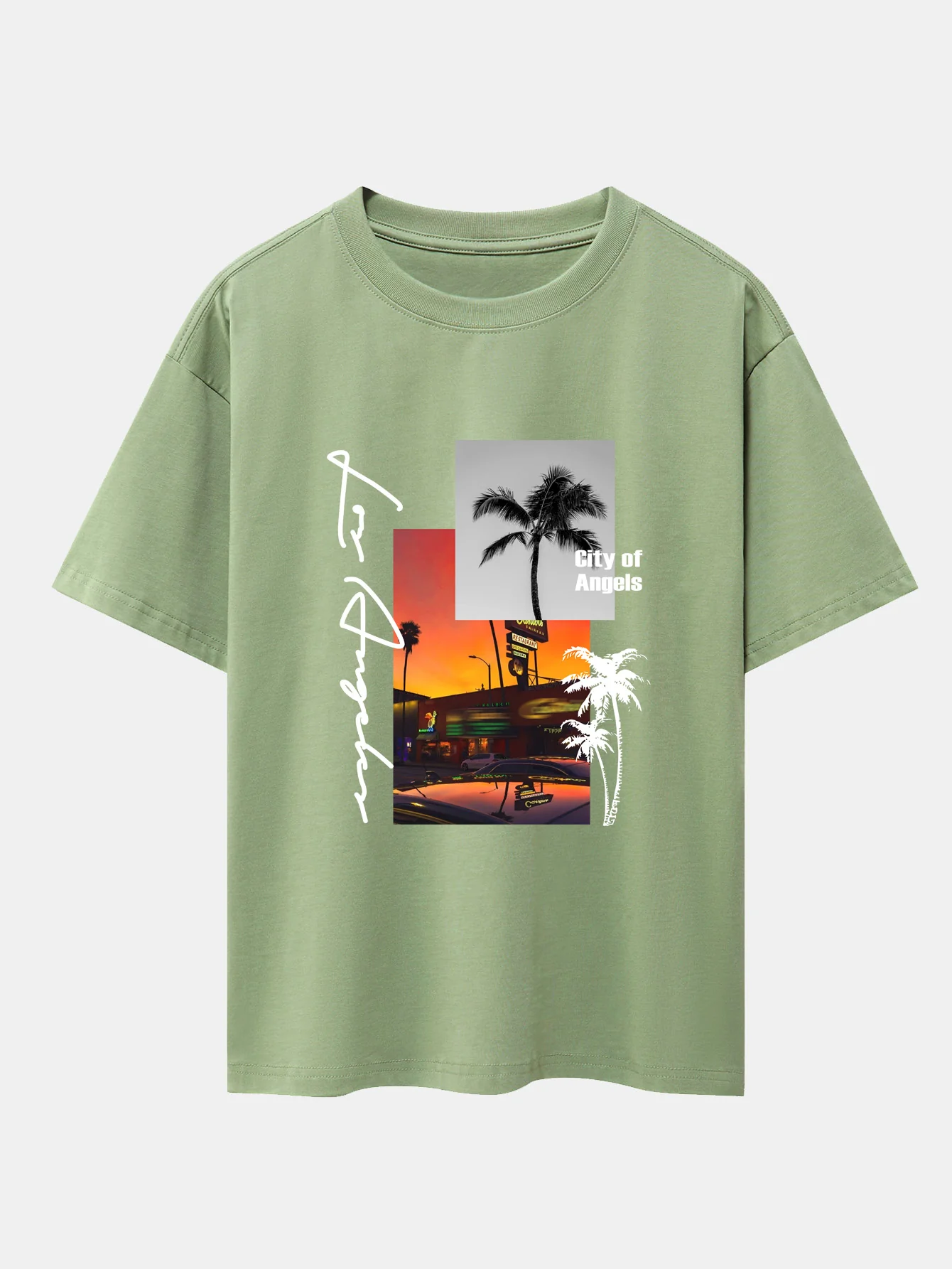 Los Angeles Landschaftsprint Drop Shoulder Oversize T-Shirt - Image 6