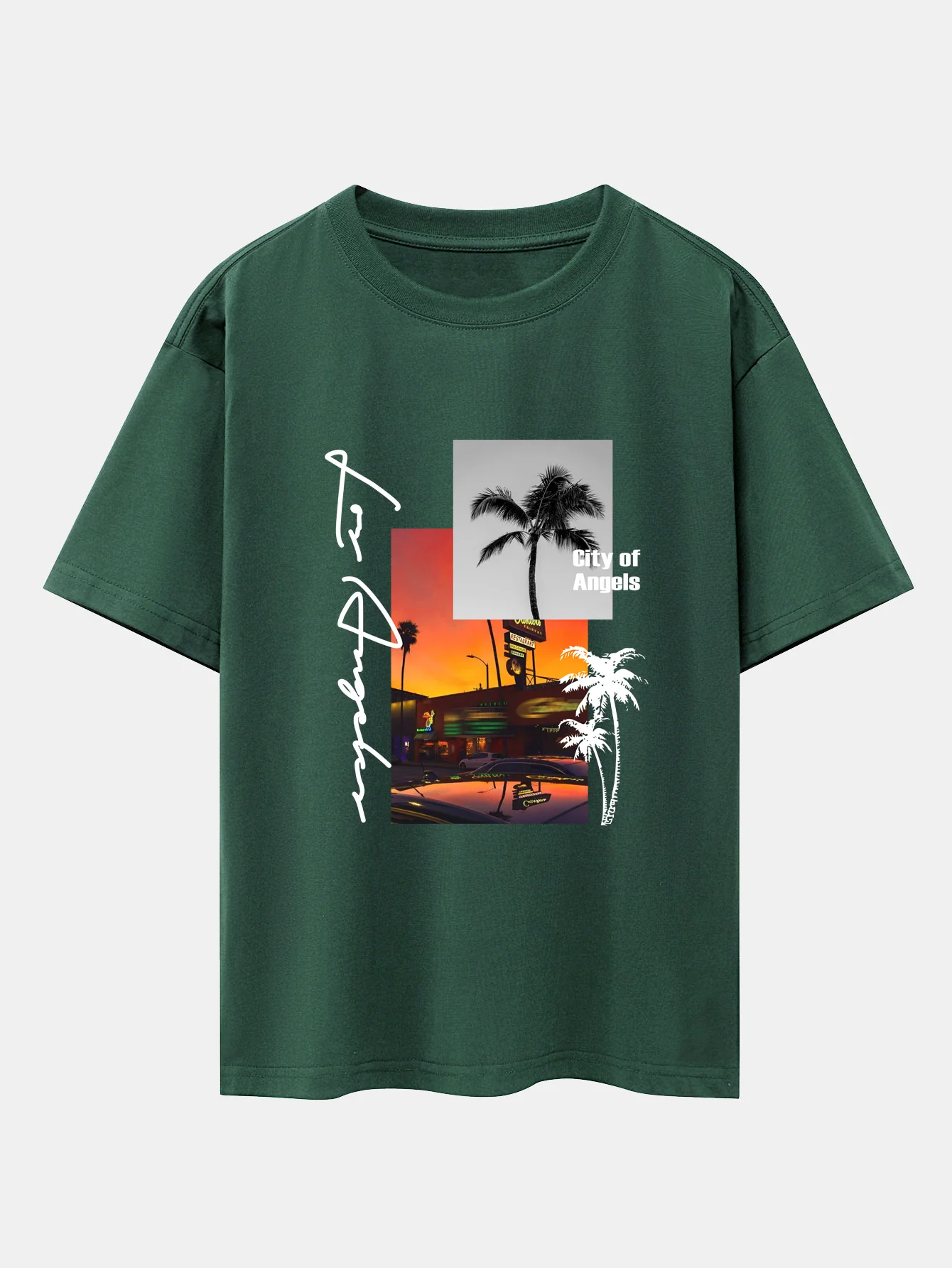 Los Angeles Landschaftsprint Drop Shoulder Oversize T-Shirt - Image 7