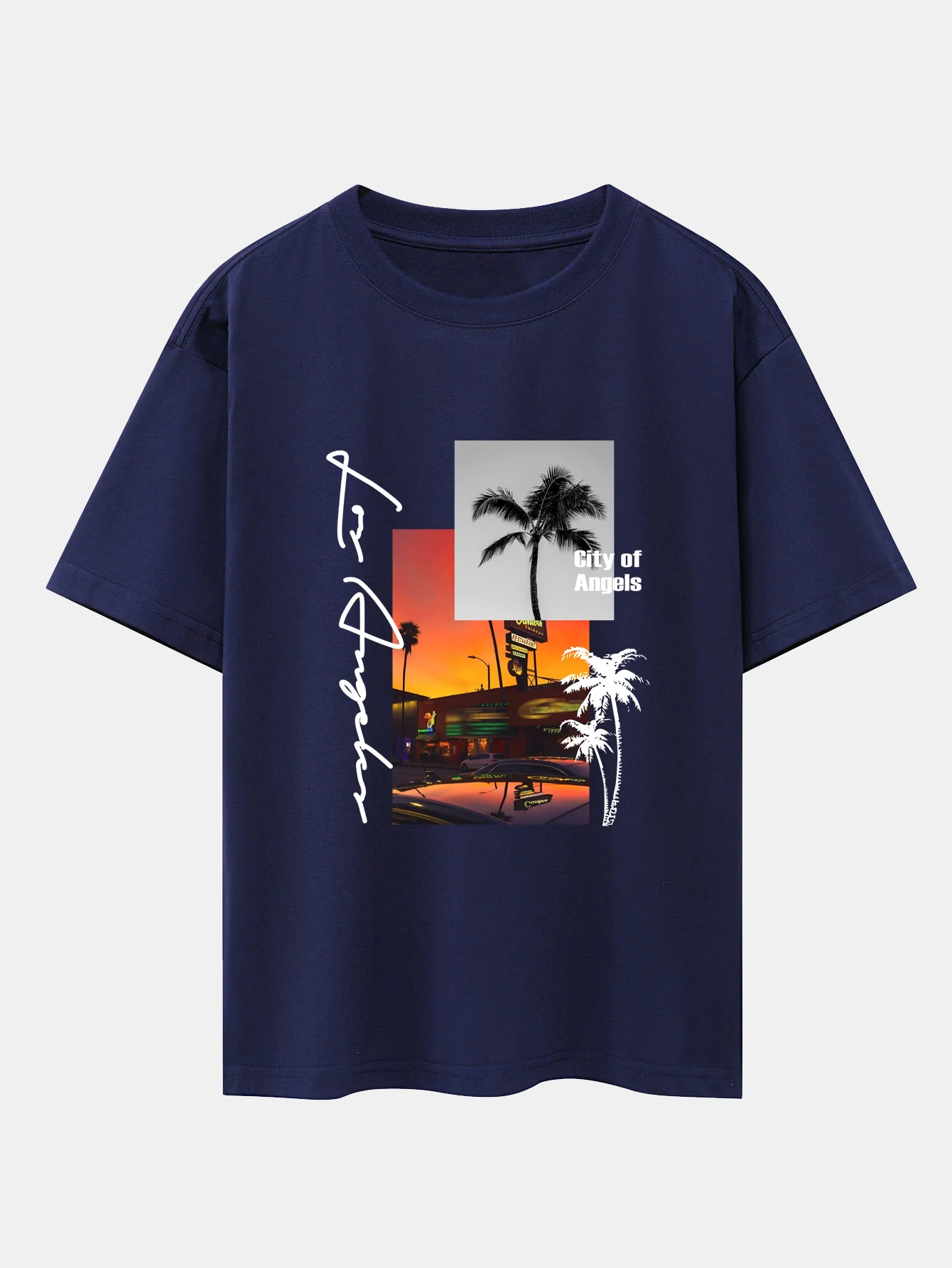 Los Angeles Landschaftsprint Drop Shoulder Oversize T-Shirt - Image 8