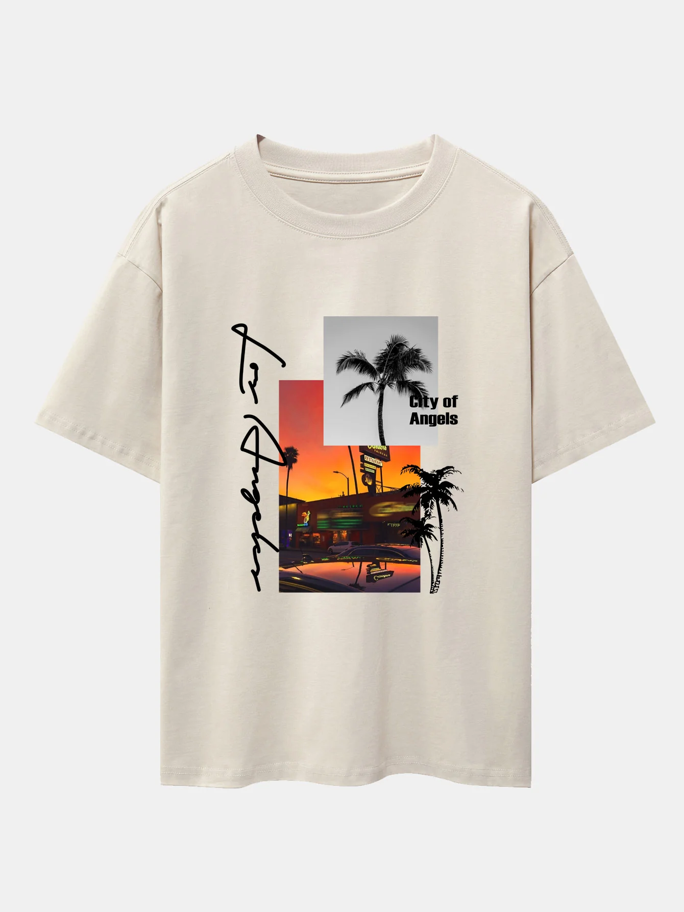 Los Angeles Landschaftsprint Drop Shoulder Oversize T-Shirt & Badehosen - Image 5
