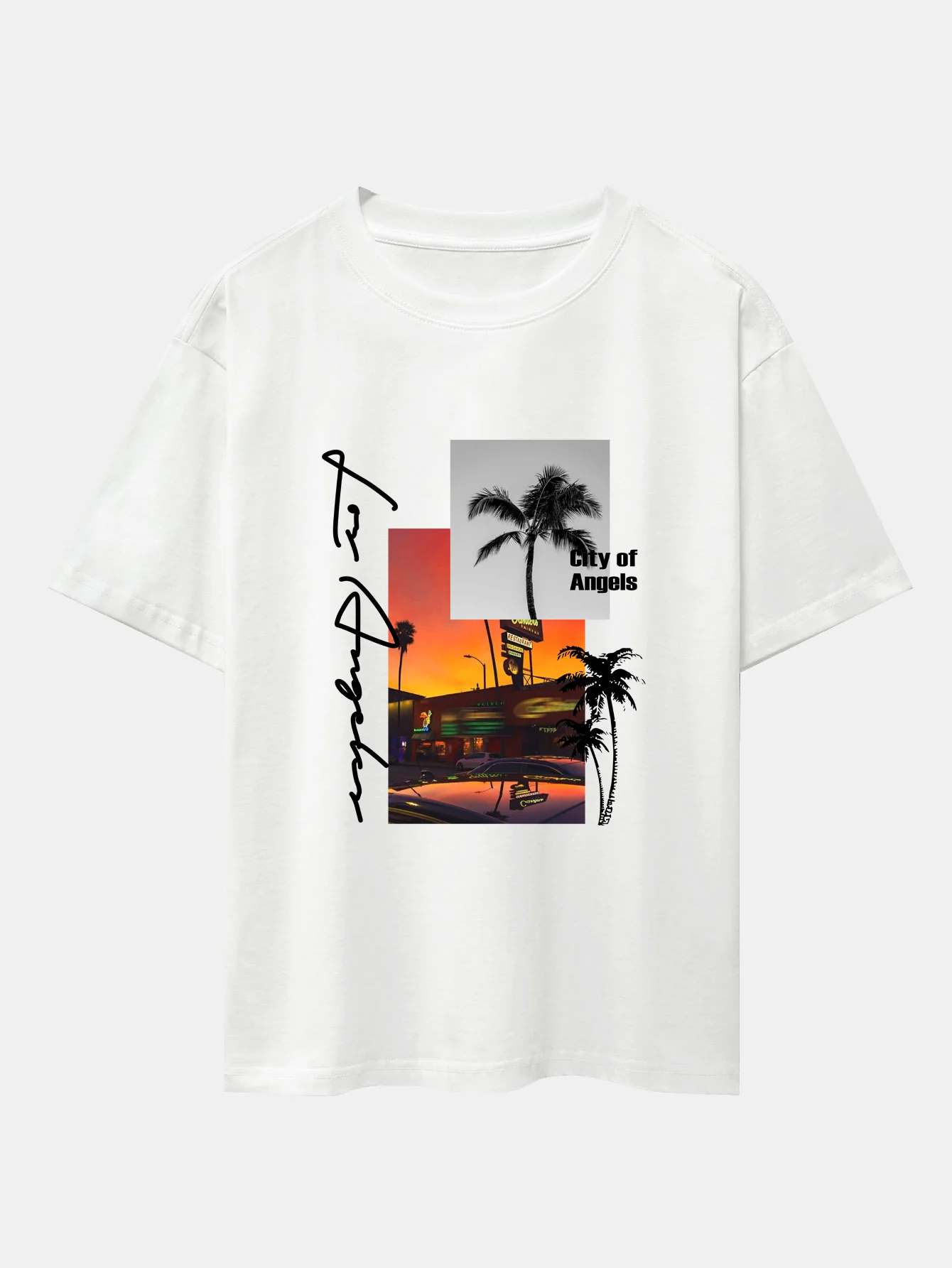 Los Angeles Landschaftsprint Drop Shoulder Oversize T-Shirt & Badehosen - Image 6