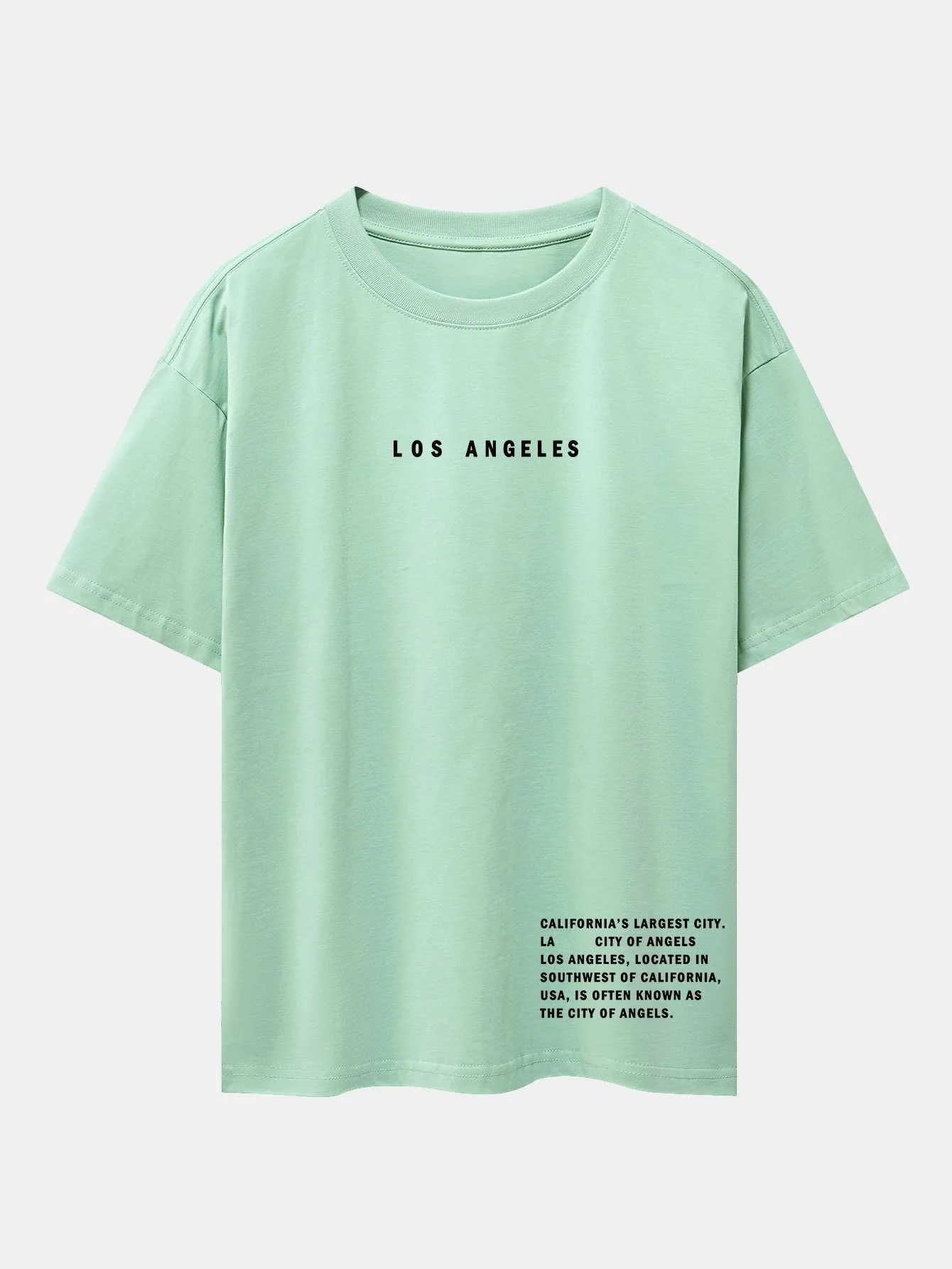 Los Angeles Slogan Druck Drop Shoulder Oversize T-Shirt - Image 9