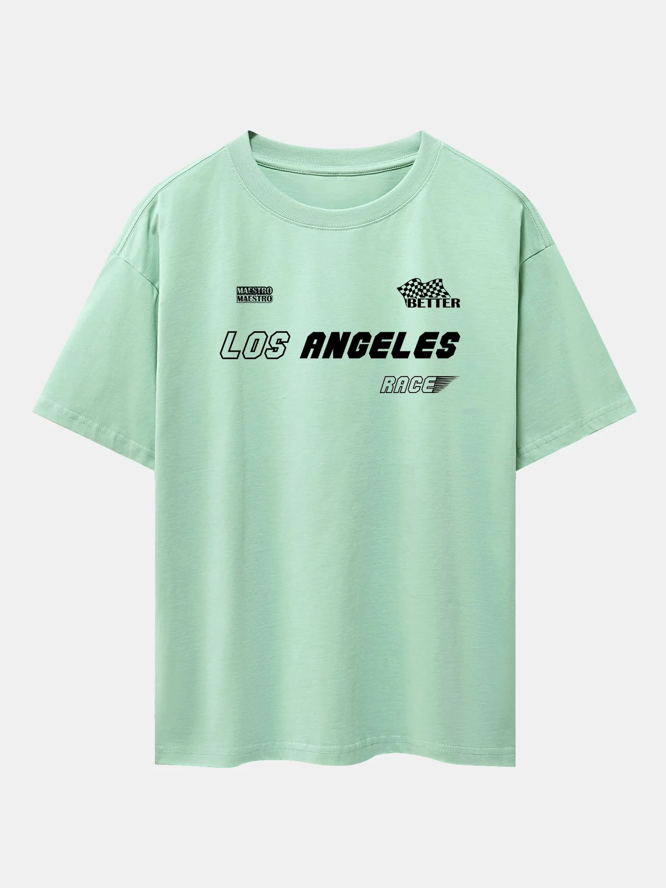 Los Angeles Slogan Druck Drop Shoulder Oversize T-Shirt - Image 13