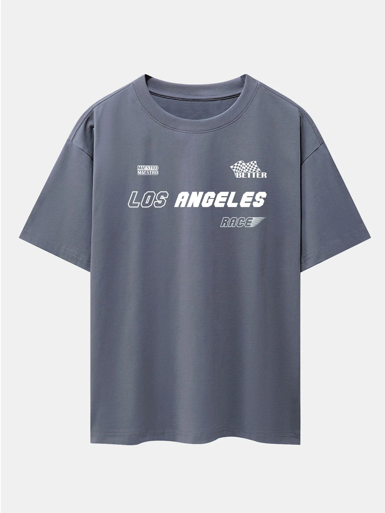 Los Angeles Slogan Druck Drop Shoulder Oversize T-Shirt - Image 7