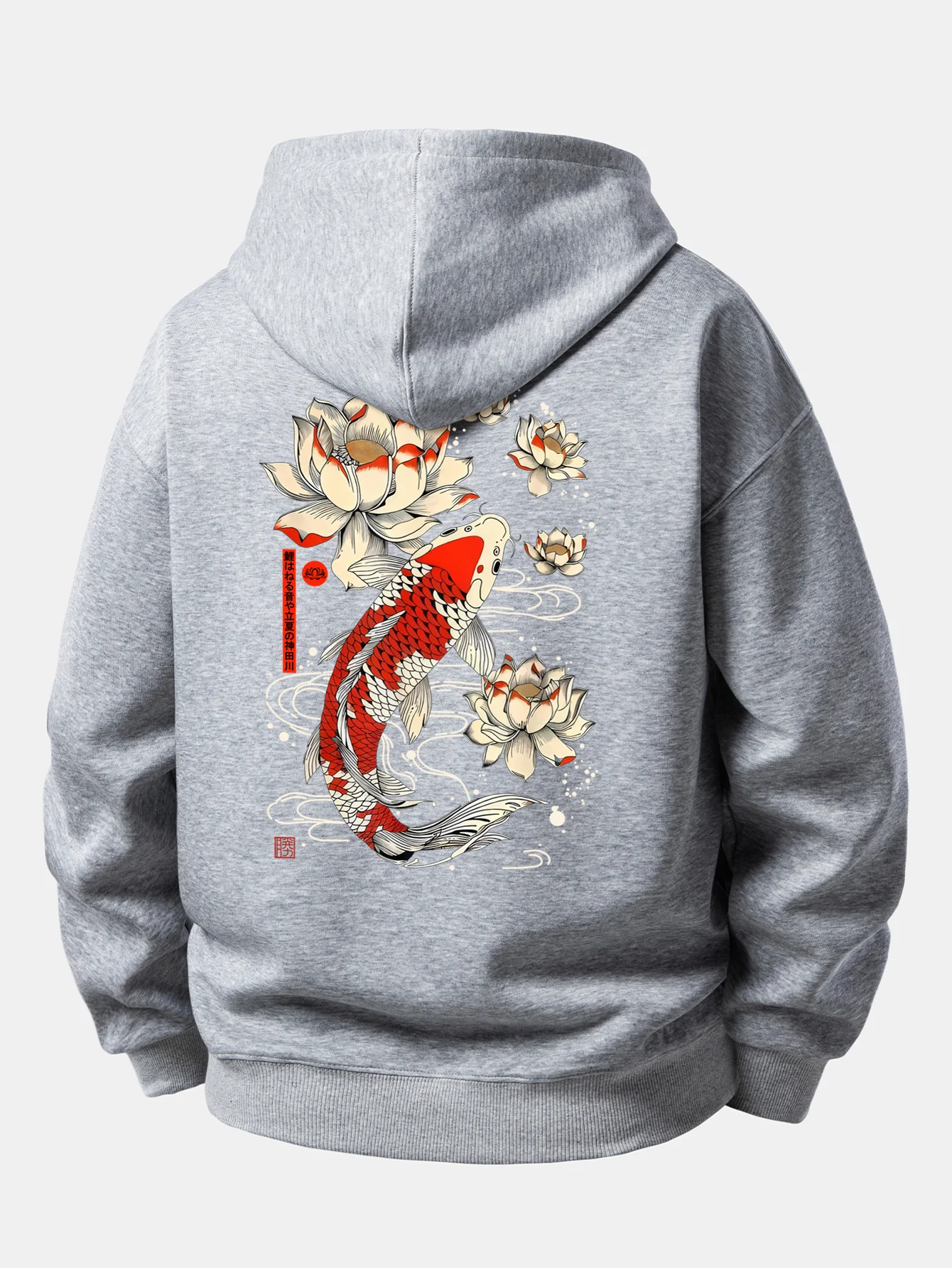 Lotus Carp Print Relax Fit Hoodie - Image 13