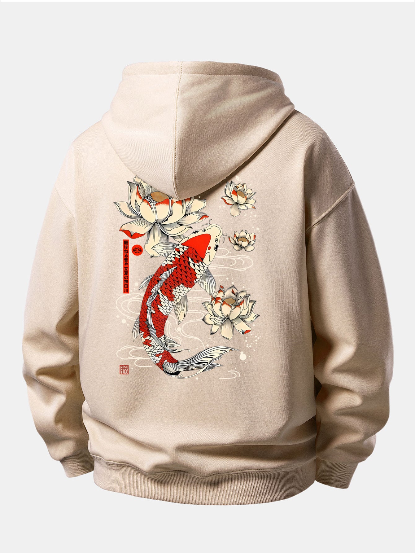 Lotus Carp Print Relax Fit Hoodie - Image 15
