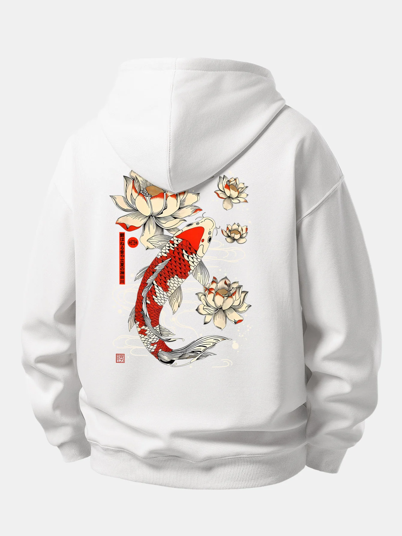 Lotus Carp Print Relax Fit Hoodie - Image 17
