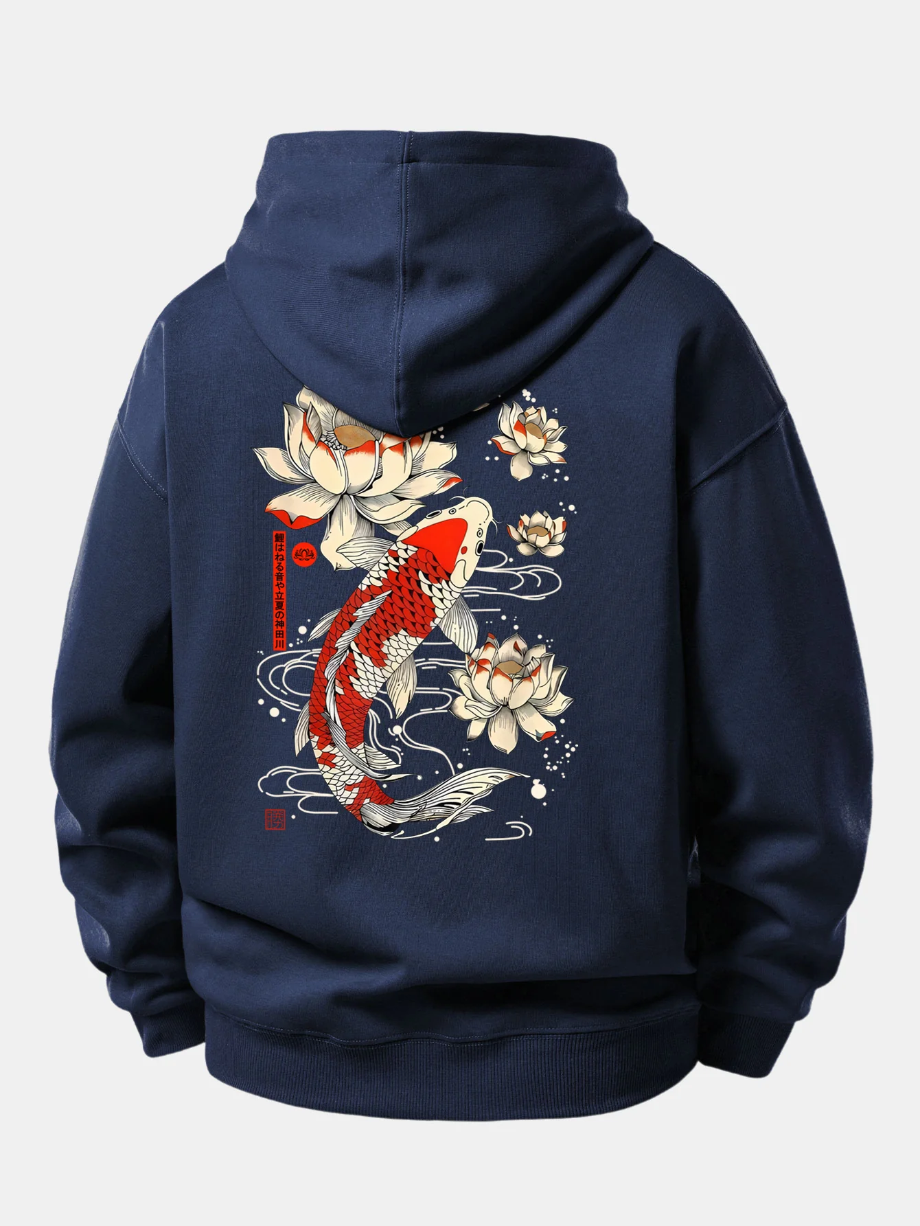 Lotus Carp Print Relax Fit Hoodie - Image 3