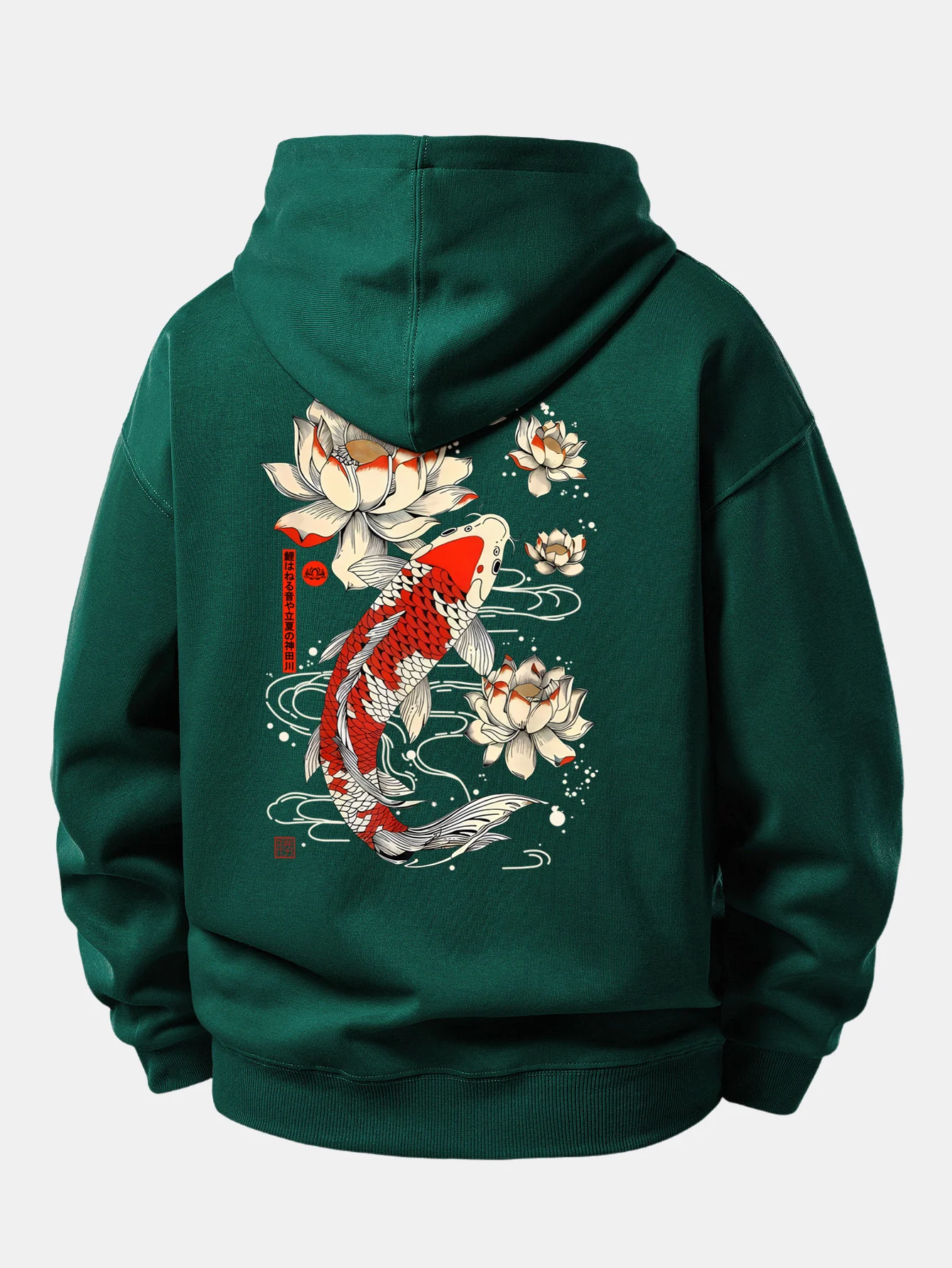 Lotus Carp Print Relax Fit Hoodie - Image 5