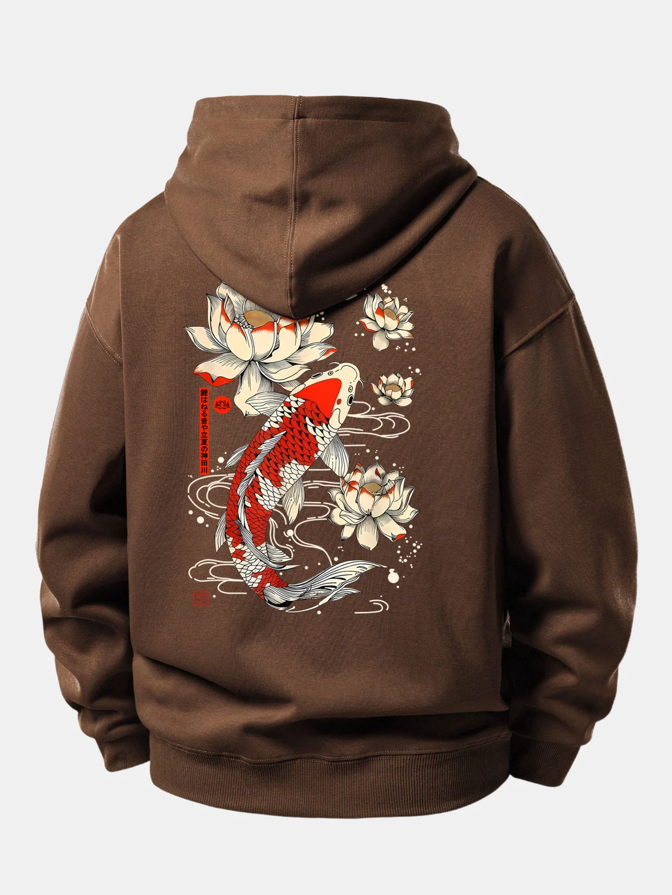 Lotus Carp Print Relax Fit Hoodie - Image 7