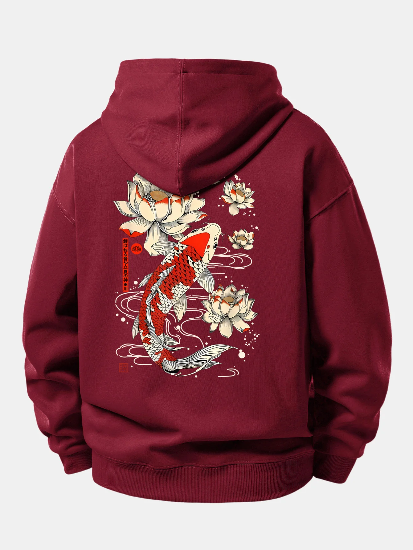 Lotus Carp Print Relax Fit Hoodie - Image 9