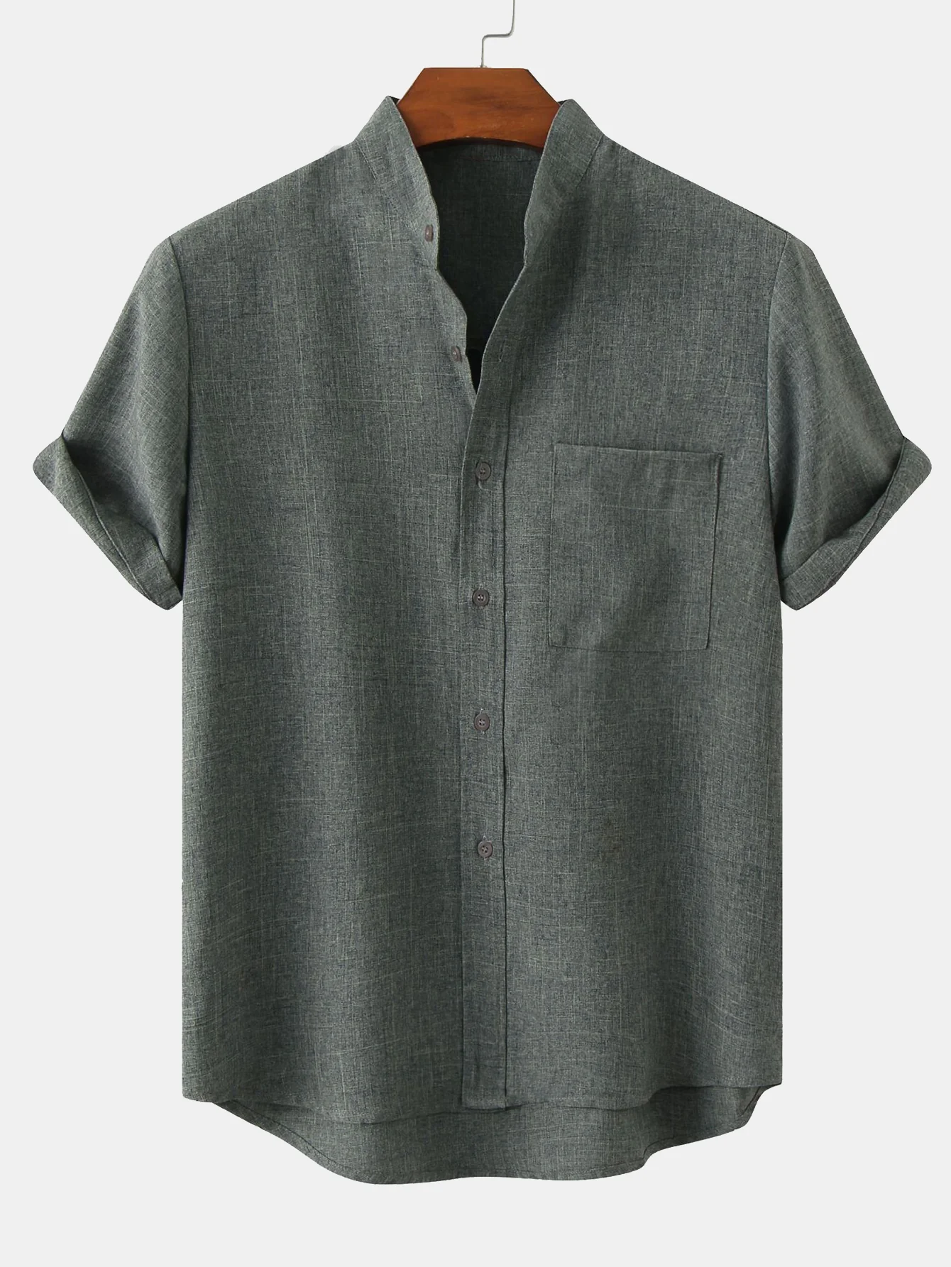 Herren Stehkragenhemd mit Tasche - Image 6