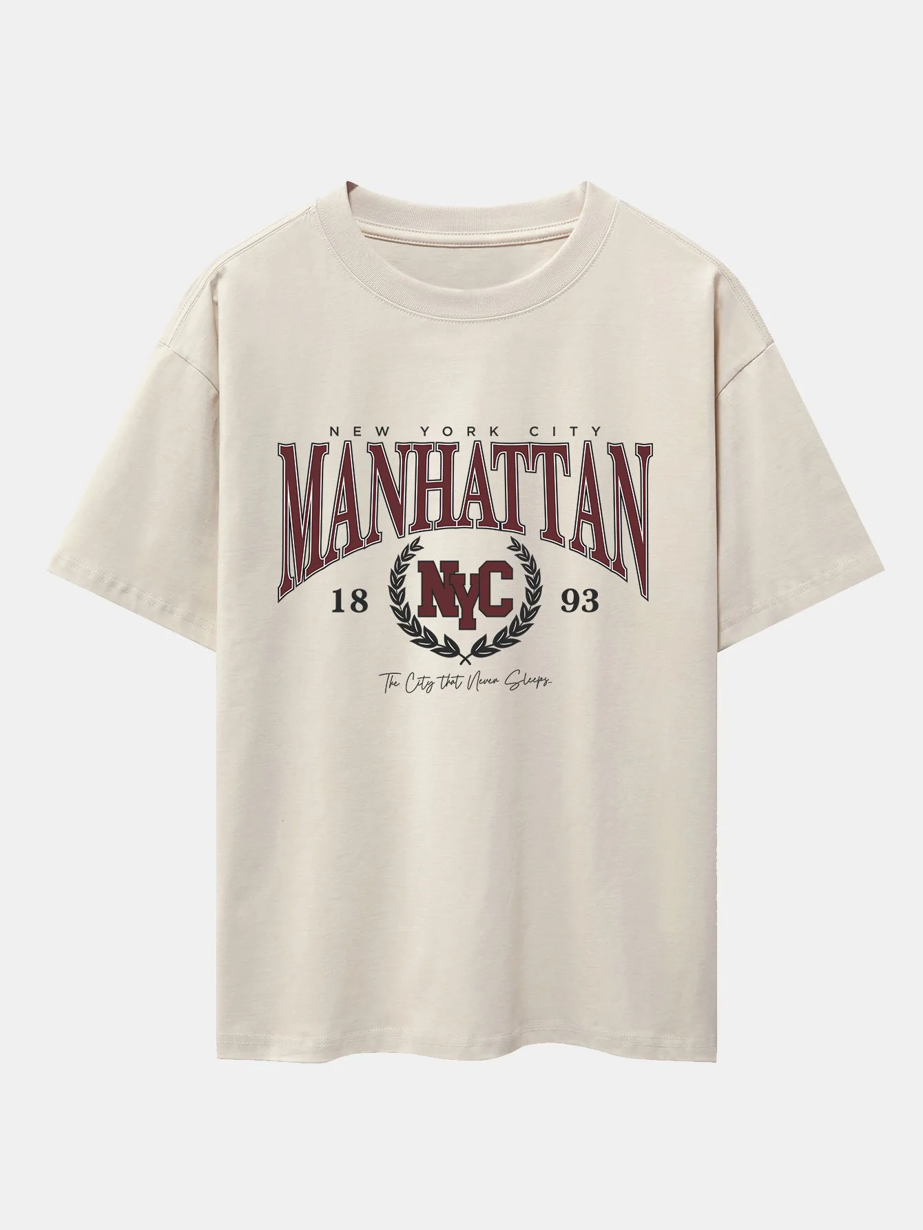 Manhattan Varsity Print Schwergewicht Oversize T-Shirt - Image 2
