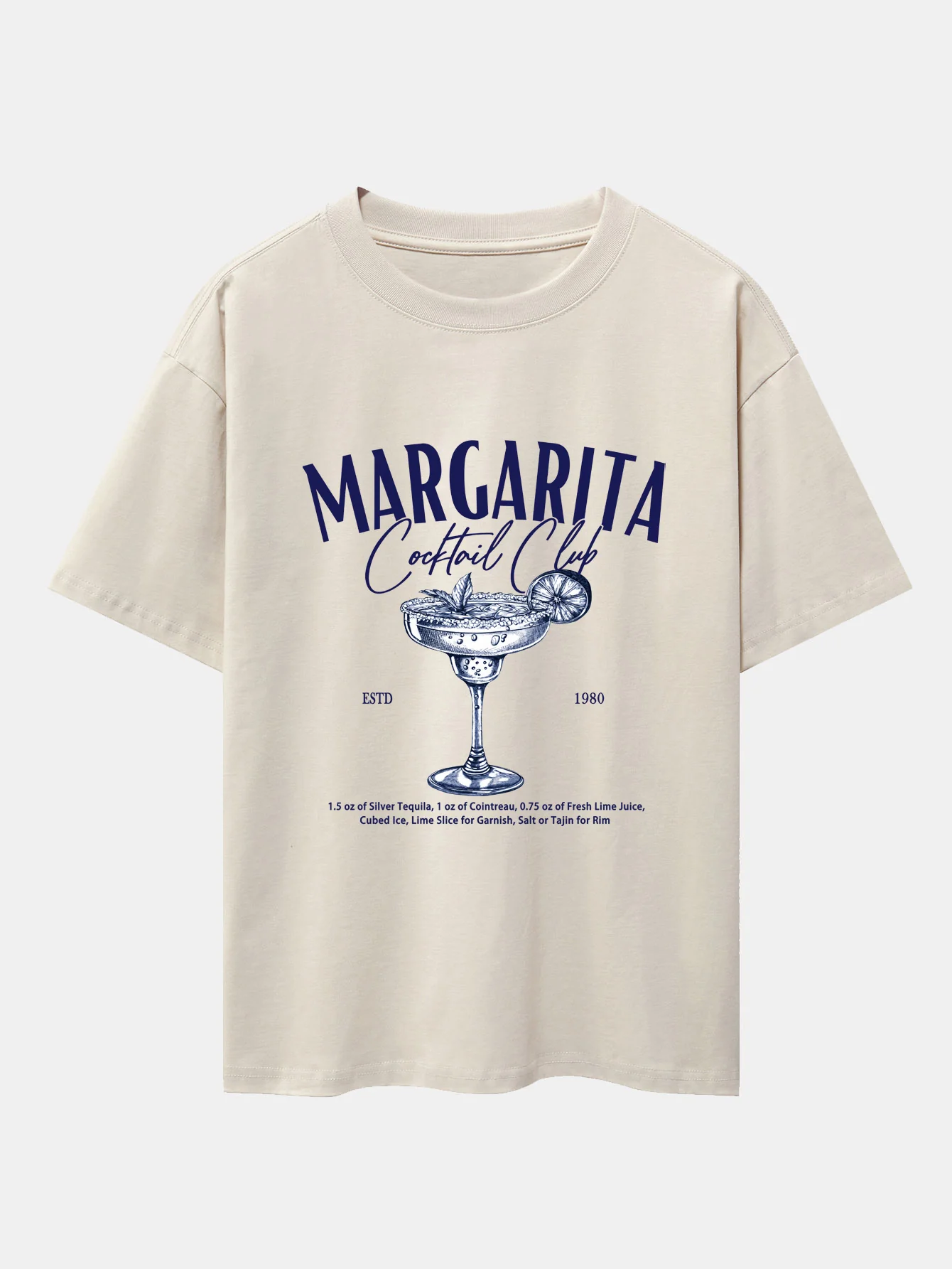 Margarita Cocktail Print Drop-Shoulder Oversize T-Shirt - Image 3