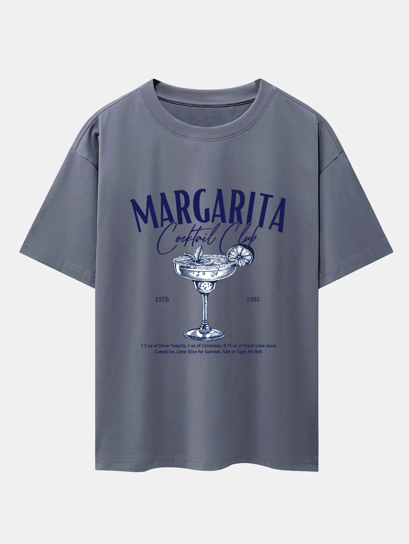 Margarita Cocktail Print Drop-Shoulder Oversize T-Shirt - Image 4