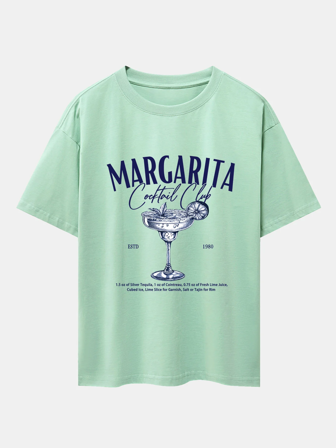 Margarita Cocktail Print Drop-Shoulder Oversize T-Shirt - Image 5