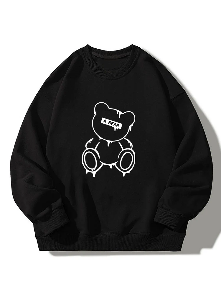 Geschmolzener Bärenabdruck Rundhals Entspanntes Sweatshirt - Image 3