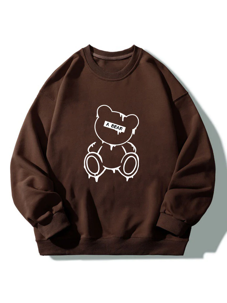 Geschmolzener Bärenabdruck Rundhals Entspanntes Sweatshirt - Image 4