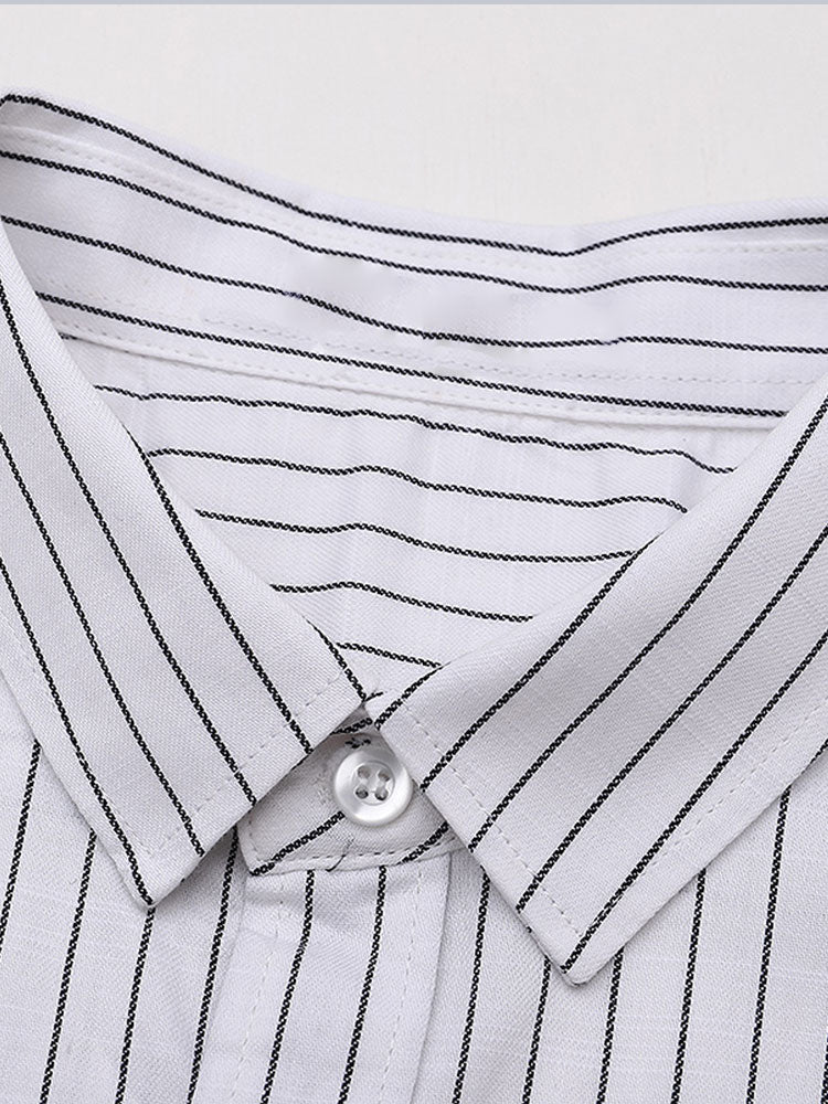Herren Baumwoll gestreifte Button-Up Hemd - Image 11