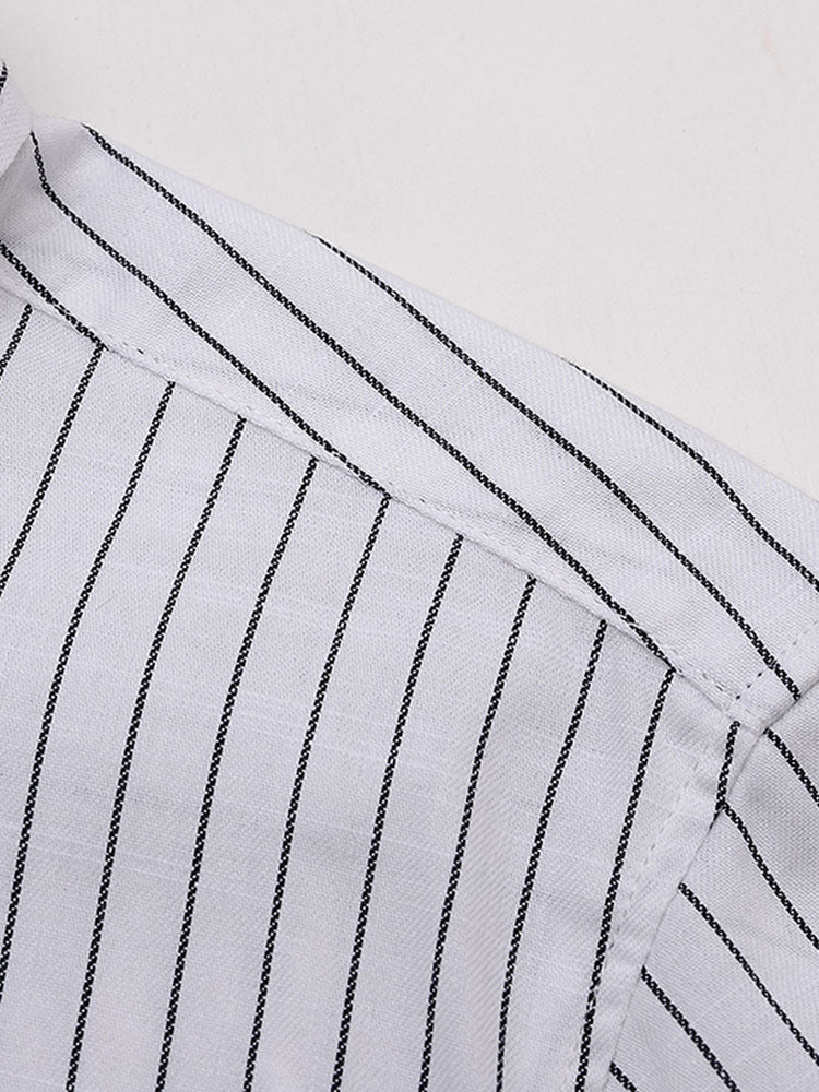 Herren Baumwoll gestreifte Button-Up Hemd - Image 13