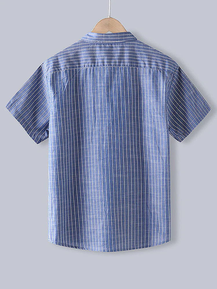Herren Baumwoll gestreifte Button-Up Hemd - Image 2
