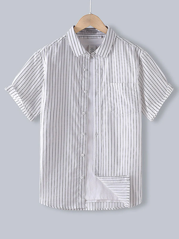 Herren Baumwoll gestreifte Button-Up Hemd - Image 4