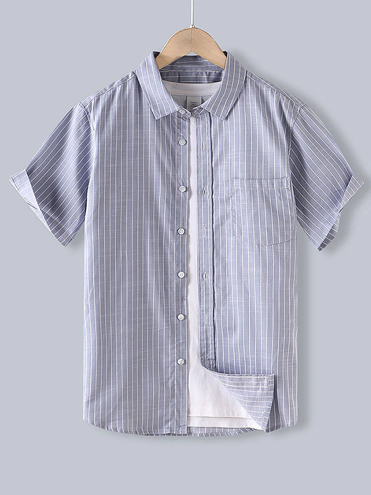 Herren Baumwoll gestreifte Button-Up Hemd - Image 5