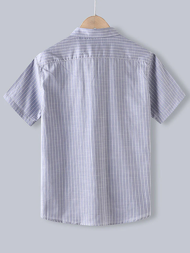 Herren Baumwoll gestreifte Button-Up Hemd - Image 6