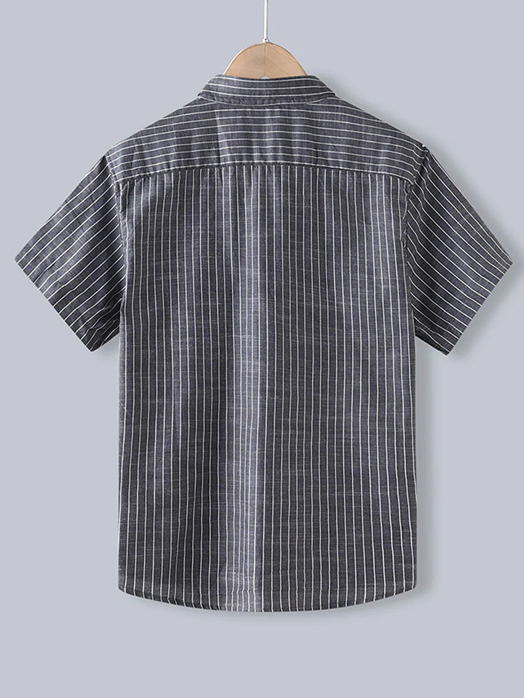 Herren Baumwoll gestreifte Button-Up Hemd - Image 8