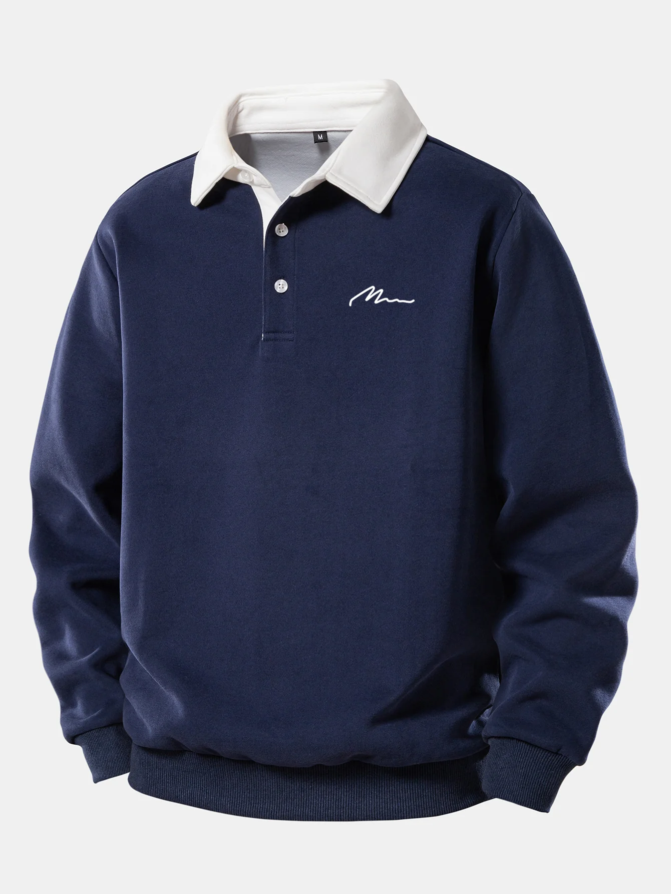 Herren Print Kontrast Poloshirts Kragen Sweatshirt - Image 2