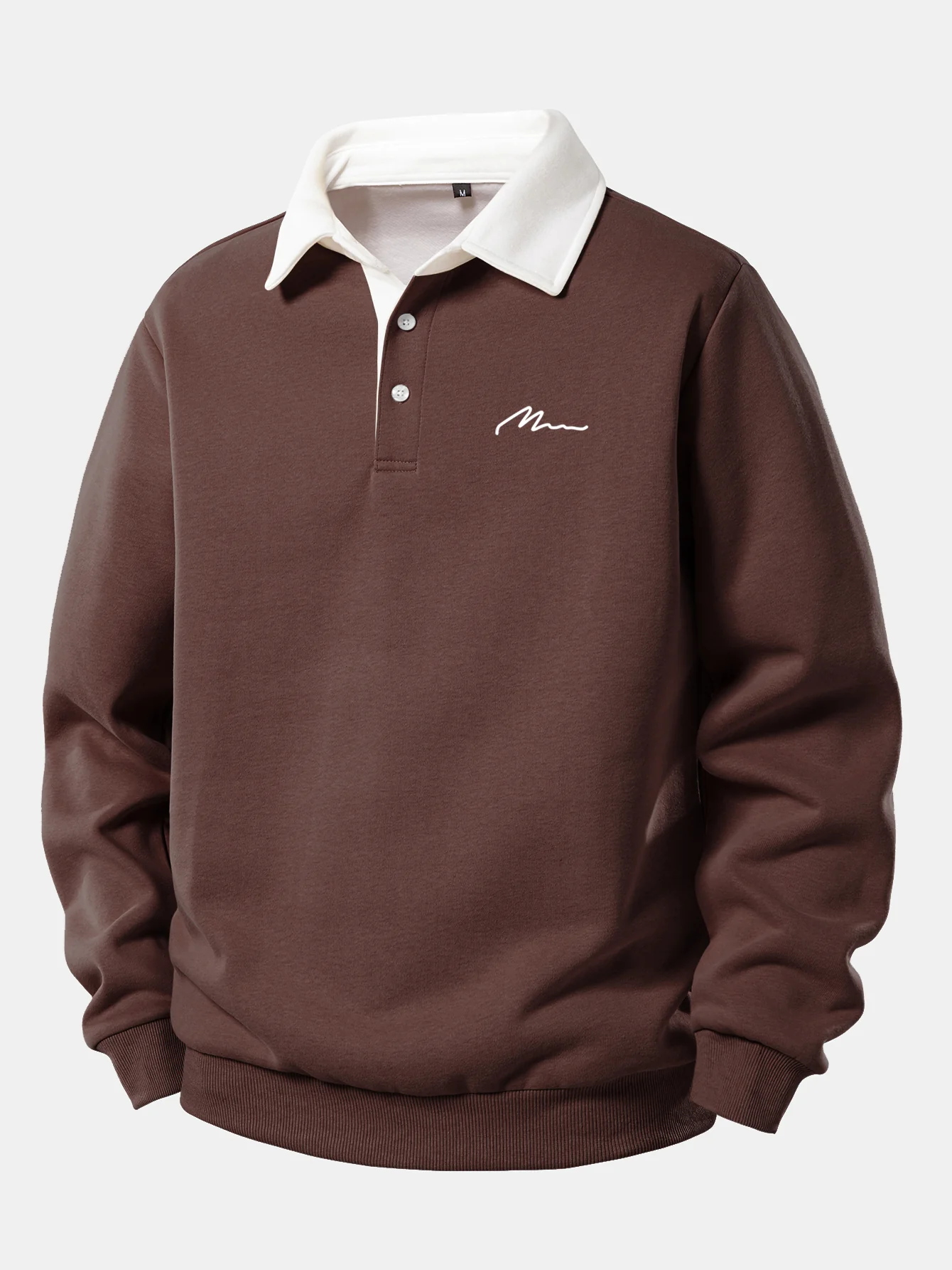 Herren Print Kontrast Poloshirts Kragen Sweatshirt - Image 3