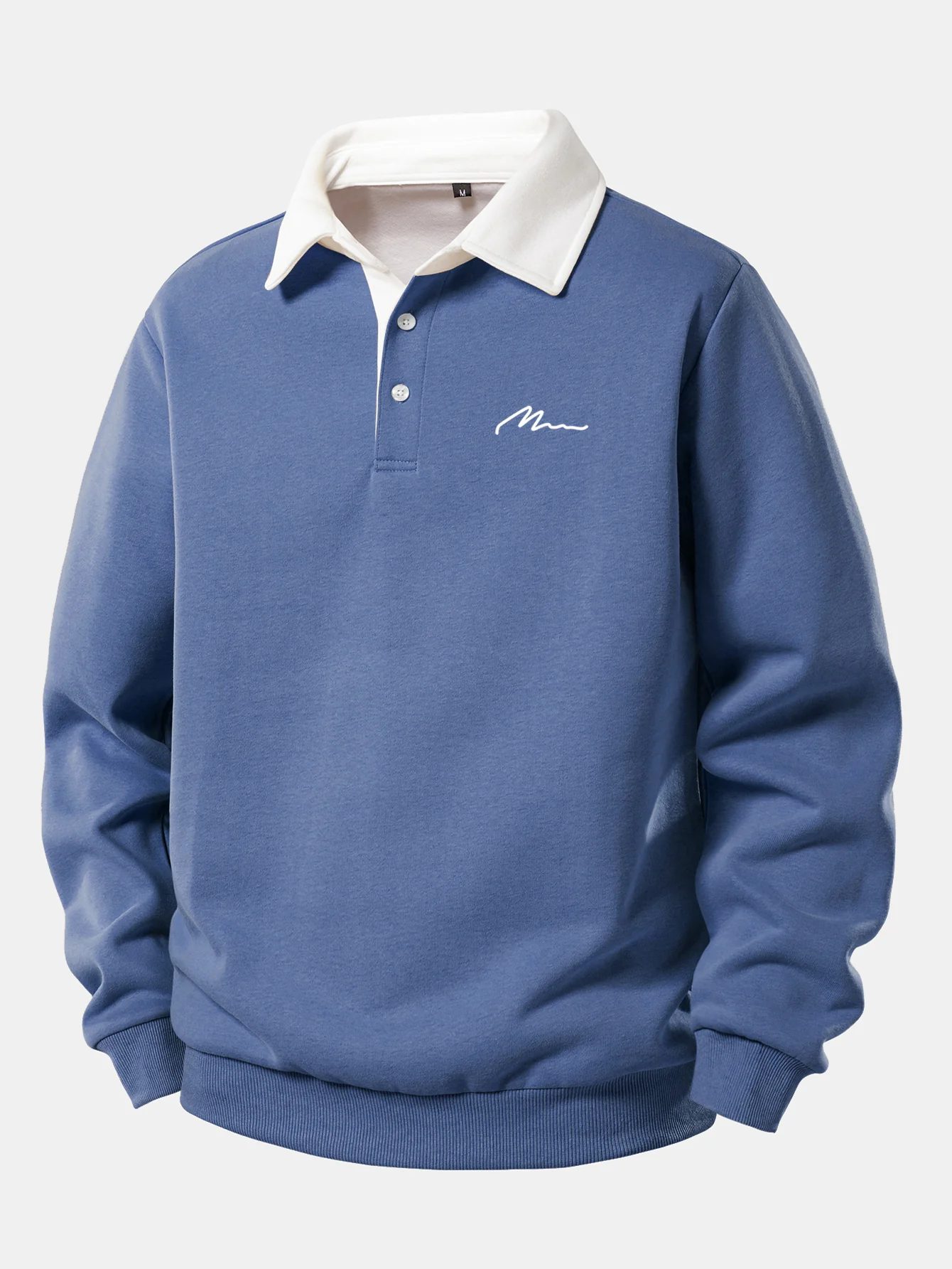Herren Print Kontrast Poloshirts Kragen Sweatshirt - Image 6
