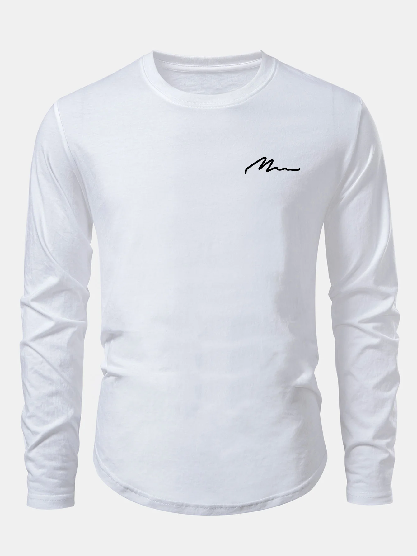 Herren bedrucktes Baumwoll-T-Shirt mit abgerundetem Saum - Image 3