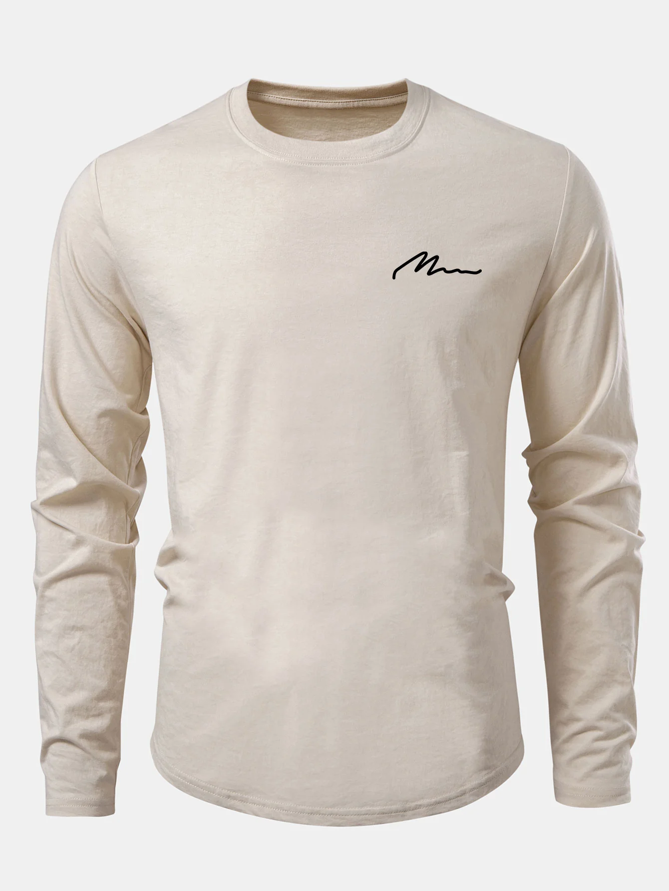 Herren bedrucktes Baumwoll-T-Shirt mit abgerundetem Saum - Image 5