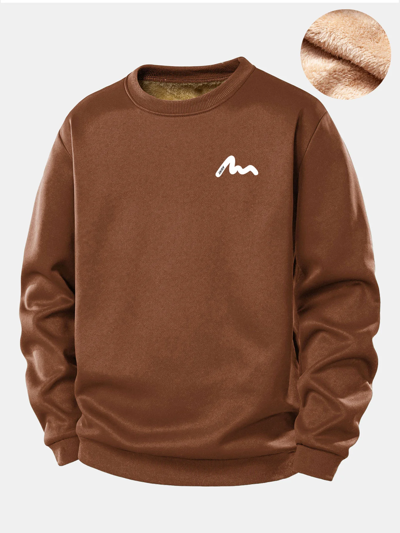 Men Print Teddy Fleece Lined Sweatshirt