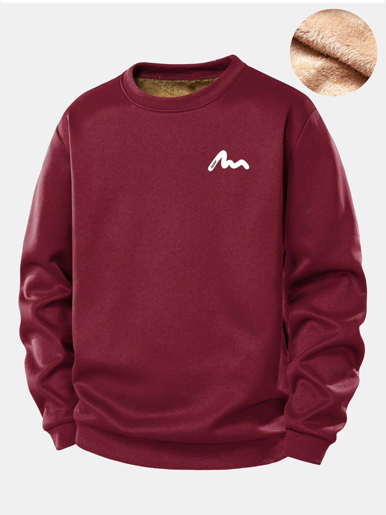 Men Print Teddy Fleece Lined Sweatshirt - Image 3
