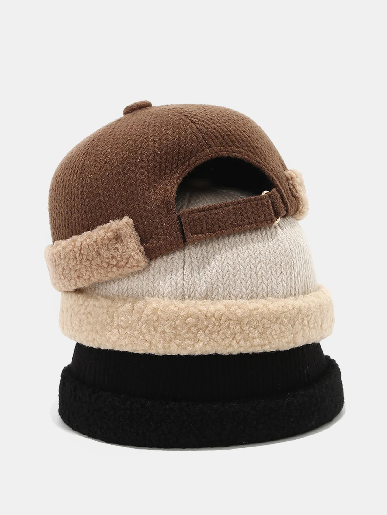 Herren Retro Herbst und Winter Verdickter Gesteppt Nahtloser Hut - Image 5