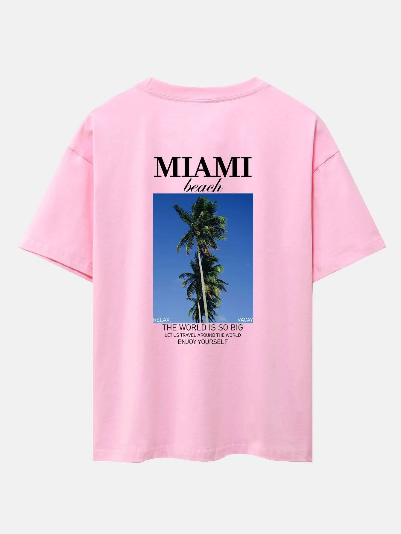 Miami Palm Tree Rückenprint Drop Shoulder Oversize T-Shirt - Image 13