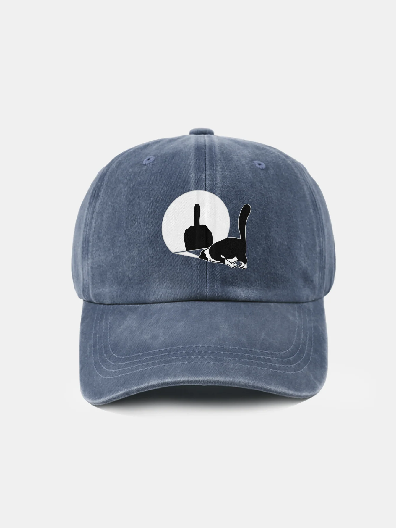 Middle Paw Katzenmotiv gewaschene Baseballkappe - Image 3