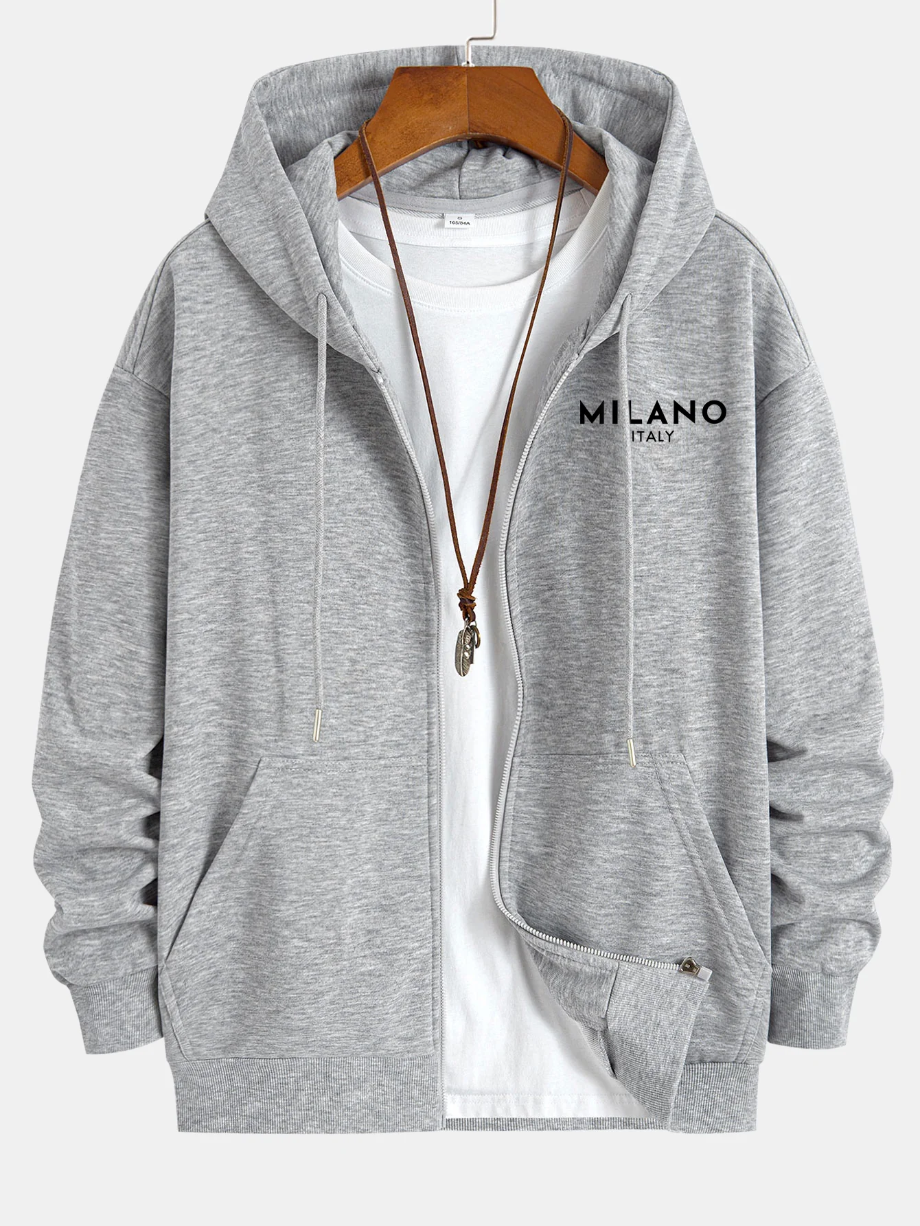 Milano Italien Druck Entspannter Schnitt Reißverschluss Kapuzenpullover - Image 10