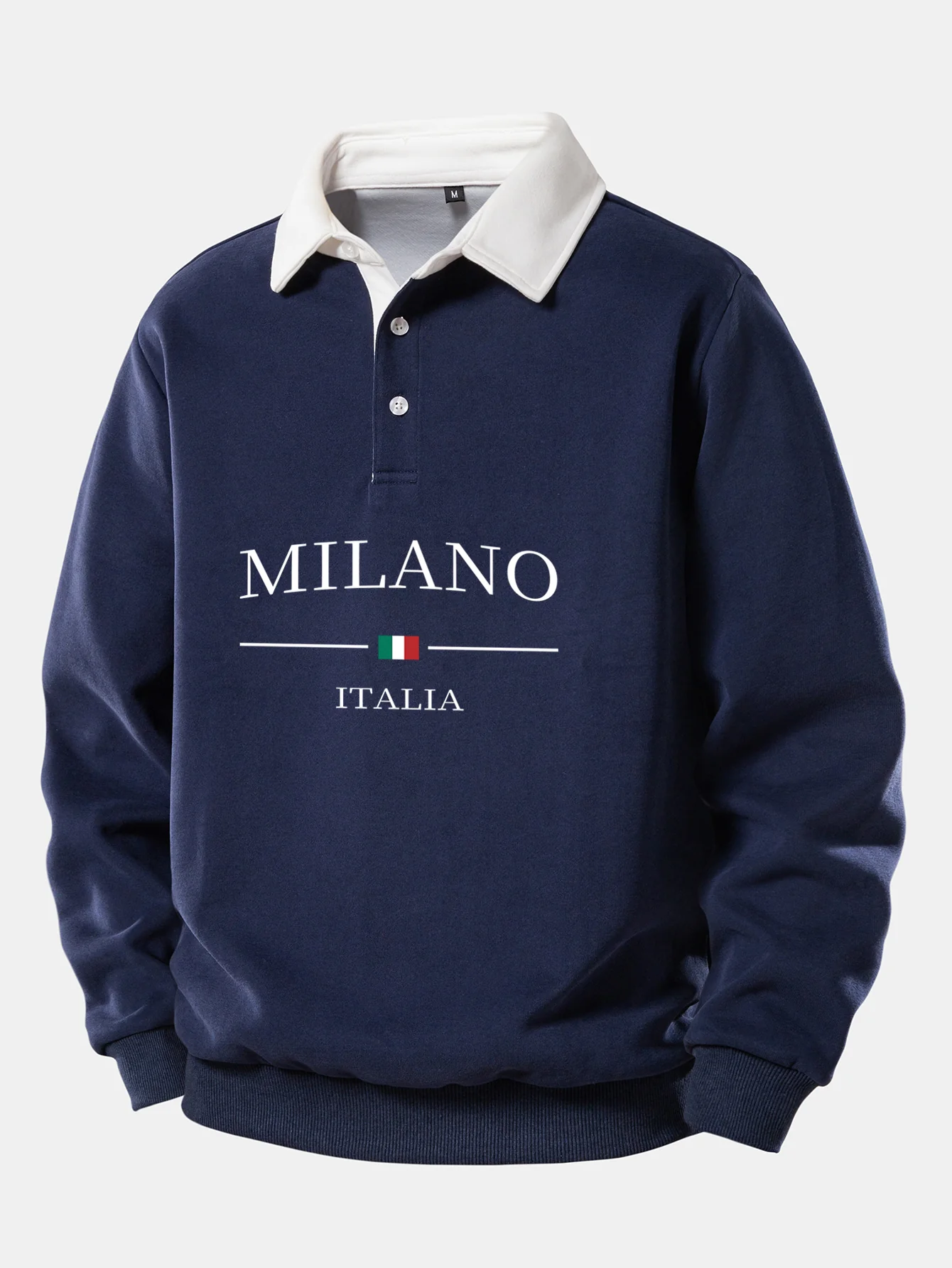 Milano Print Kontrast Poloshirts Kragen Sweatshirt - Image 2