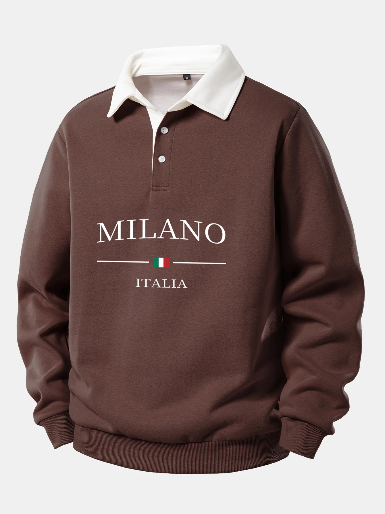 Milano Print Kontrast Poloshirts Kragen Sweatshirt - Image 3