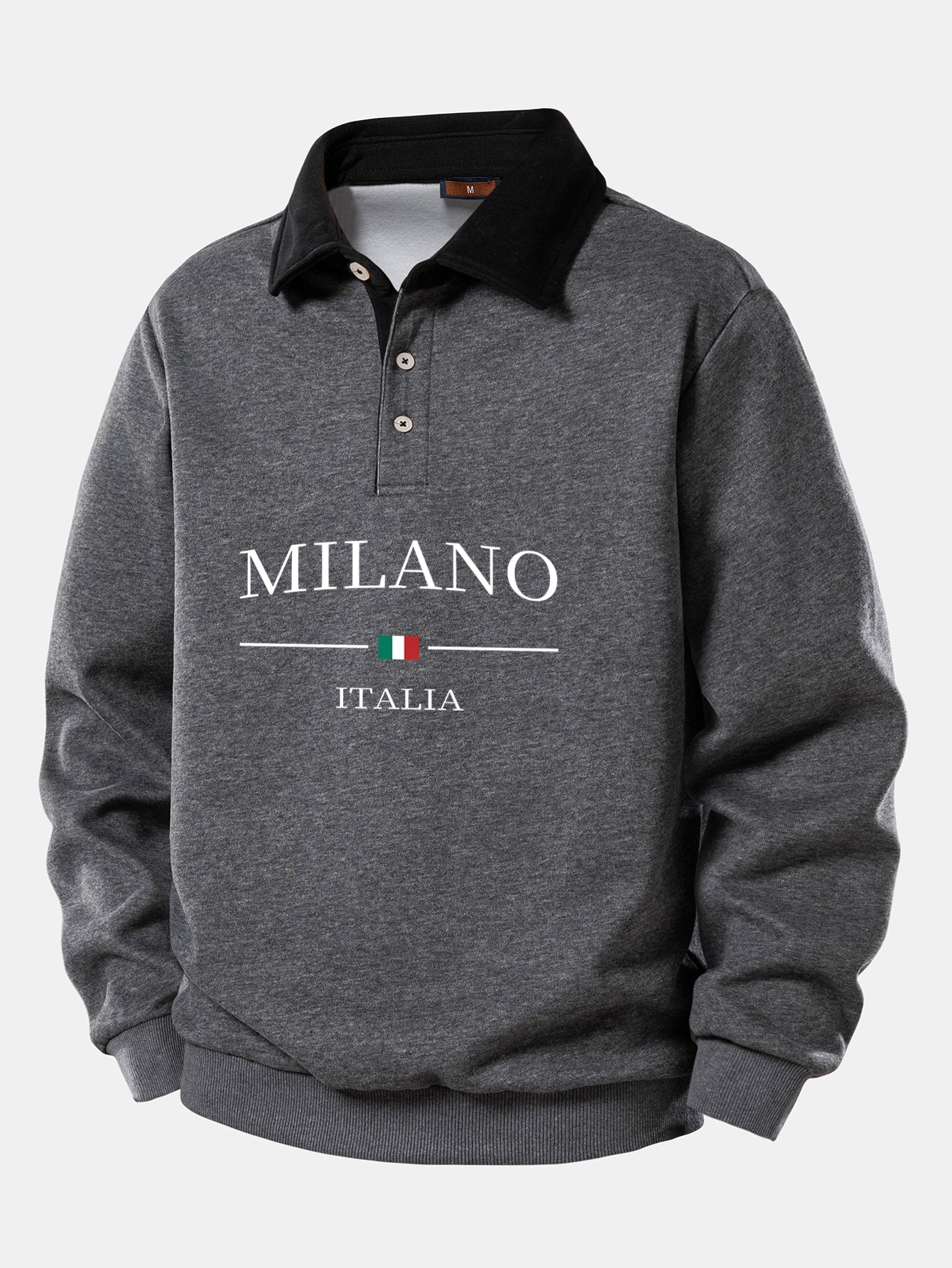 Milano Print Kontrast Poloshirts Kragen Sweatshirt - Image 4