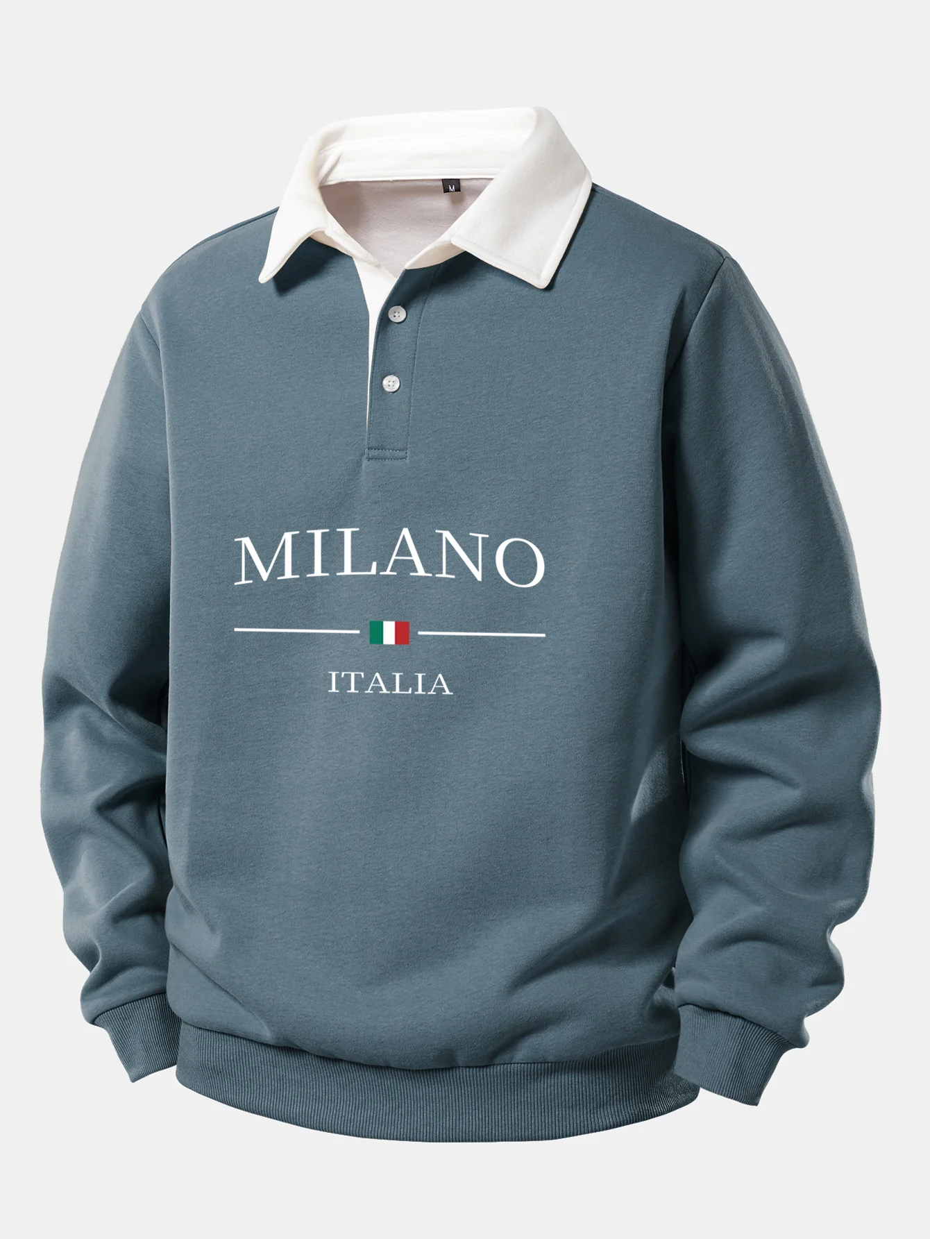 Milano Print Kontrast Poloshirts Kragen Sweatshirt - Image 5