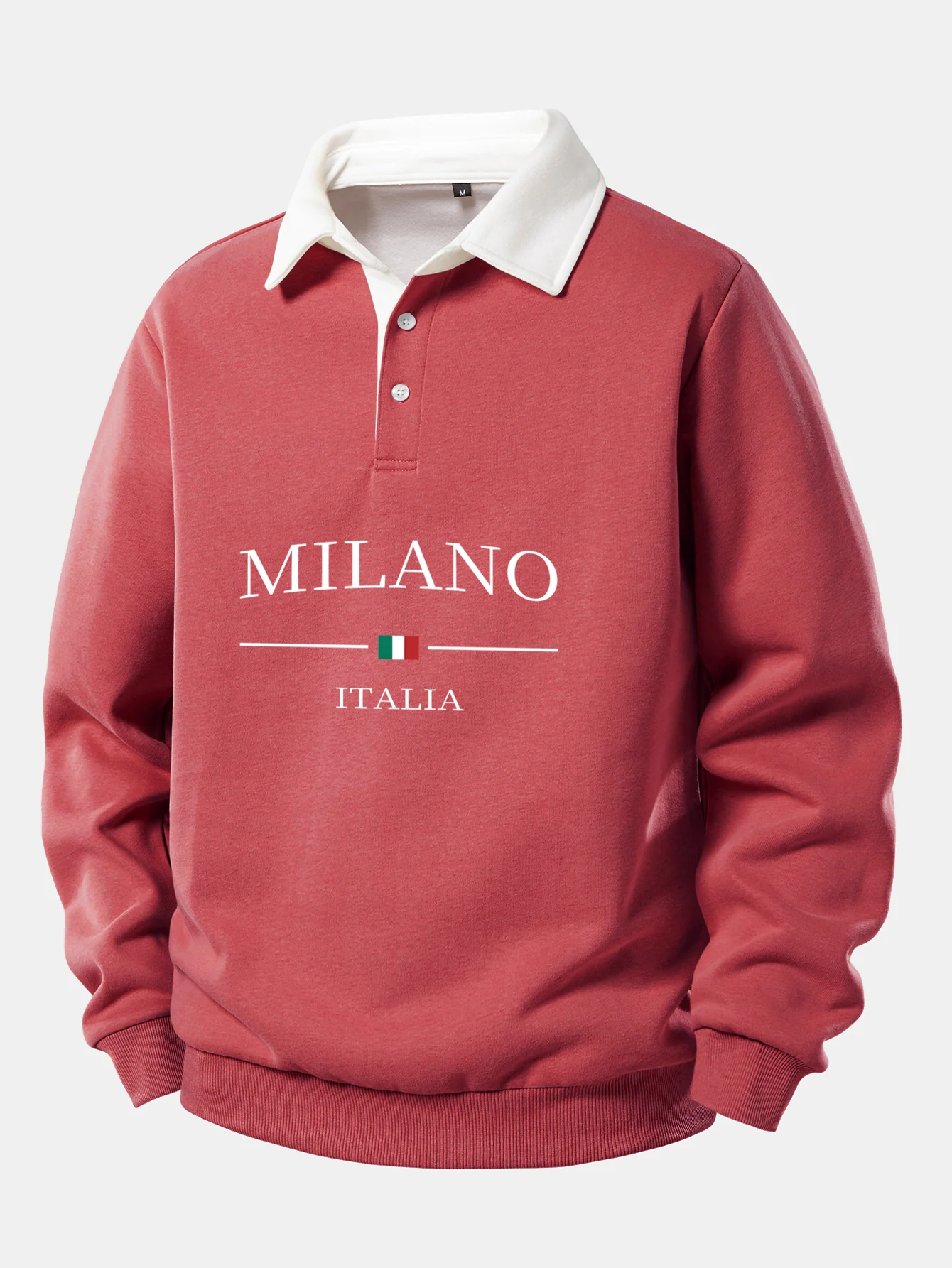 Milano Print Kontrast Poloshirts Kragen Sweatshirt - Image 7