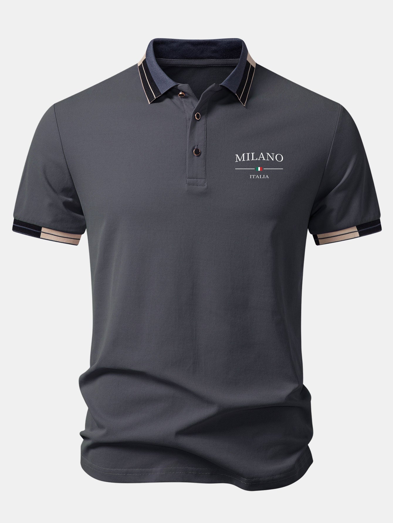 Milano Print Contrast Trim Polo - Image 3